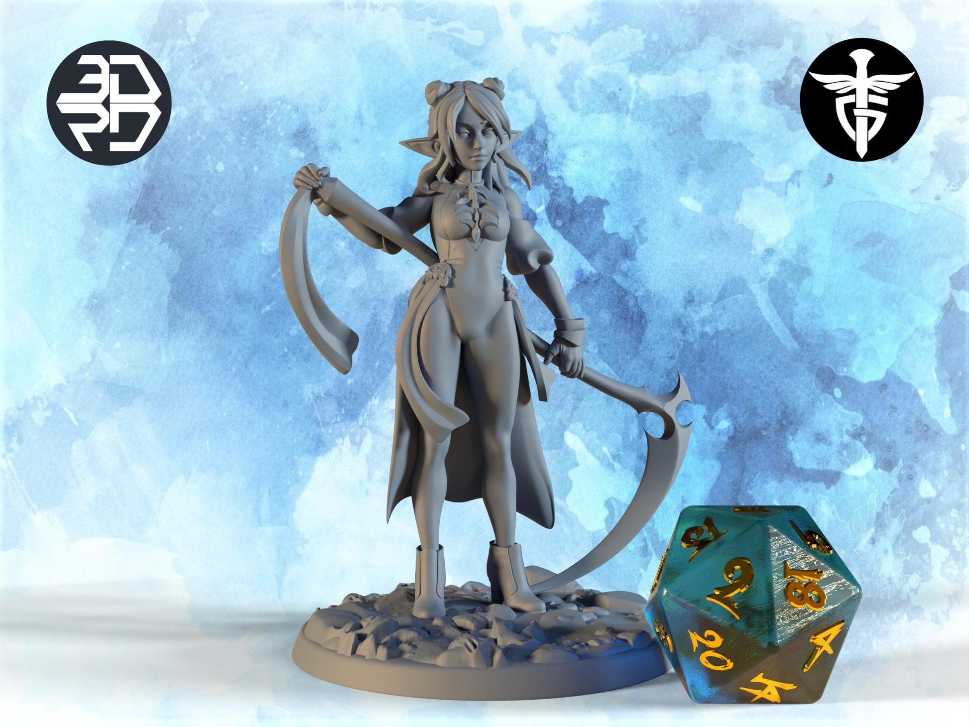 Female Reaper Miniature, Morana | Twin Goddess Miniatures | Tabletop RPG Miniature | Roleplaying 3D Printed Fantasy Mini - 3DPrintDen