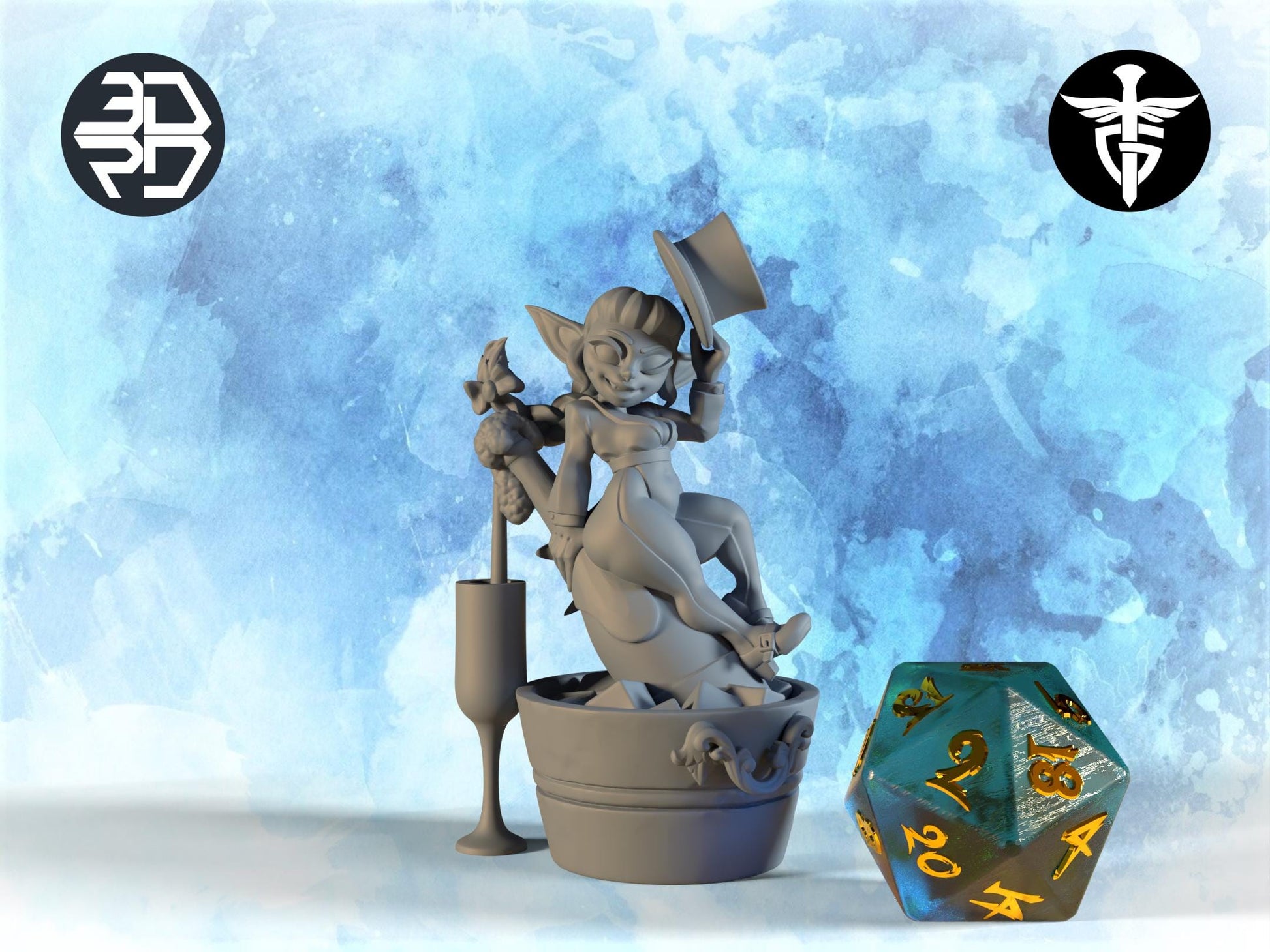 Celebration Goblin Miniature | Twin Goddess Miniatures | Tabletop RPG Miniature | Roleplaying 3D Printed Fantasy Mini - 3DPrintDen