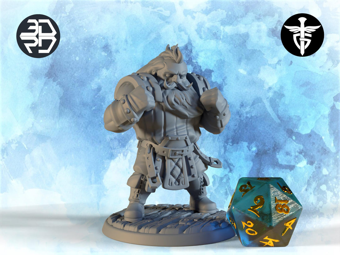 Dwarf Monk Miniature, Storgen | Twin Goddess Miniatures | Tabletop RPG Miniature | Roleplaying 3D Printed Fantasy Mini - 3DPrintDen