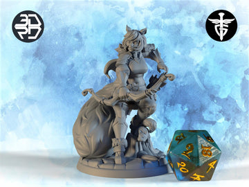 Archer Squirrel Girl Miniature | Twin Goddess Miniatures | Tabletop RPG Miniature | Roleplaying 3D Printed Fantasy Mini - 3DPrintDen