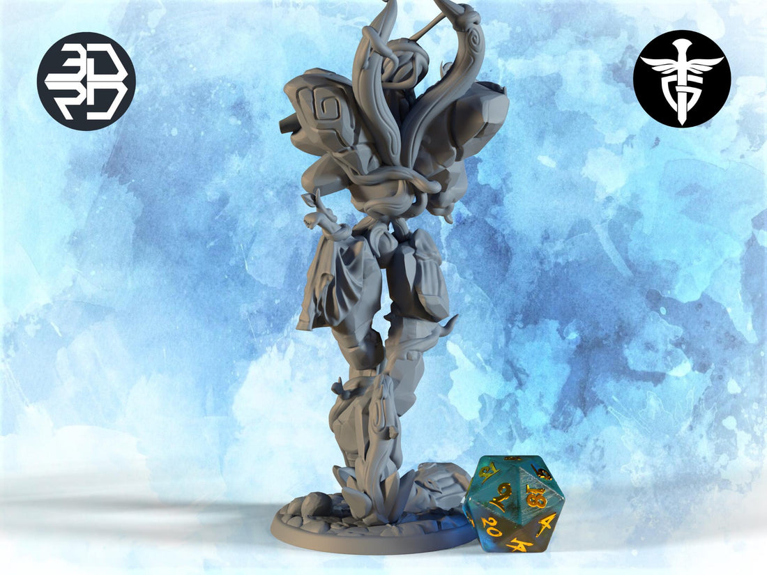 Female Stone Golem Miniature | Twin Goddess Miniatures | Tabletop RPG Miniature | Roleplaying 3D Printed Fantasy Mini - 3DPrintDen