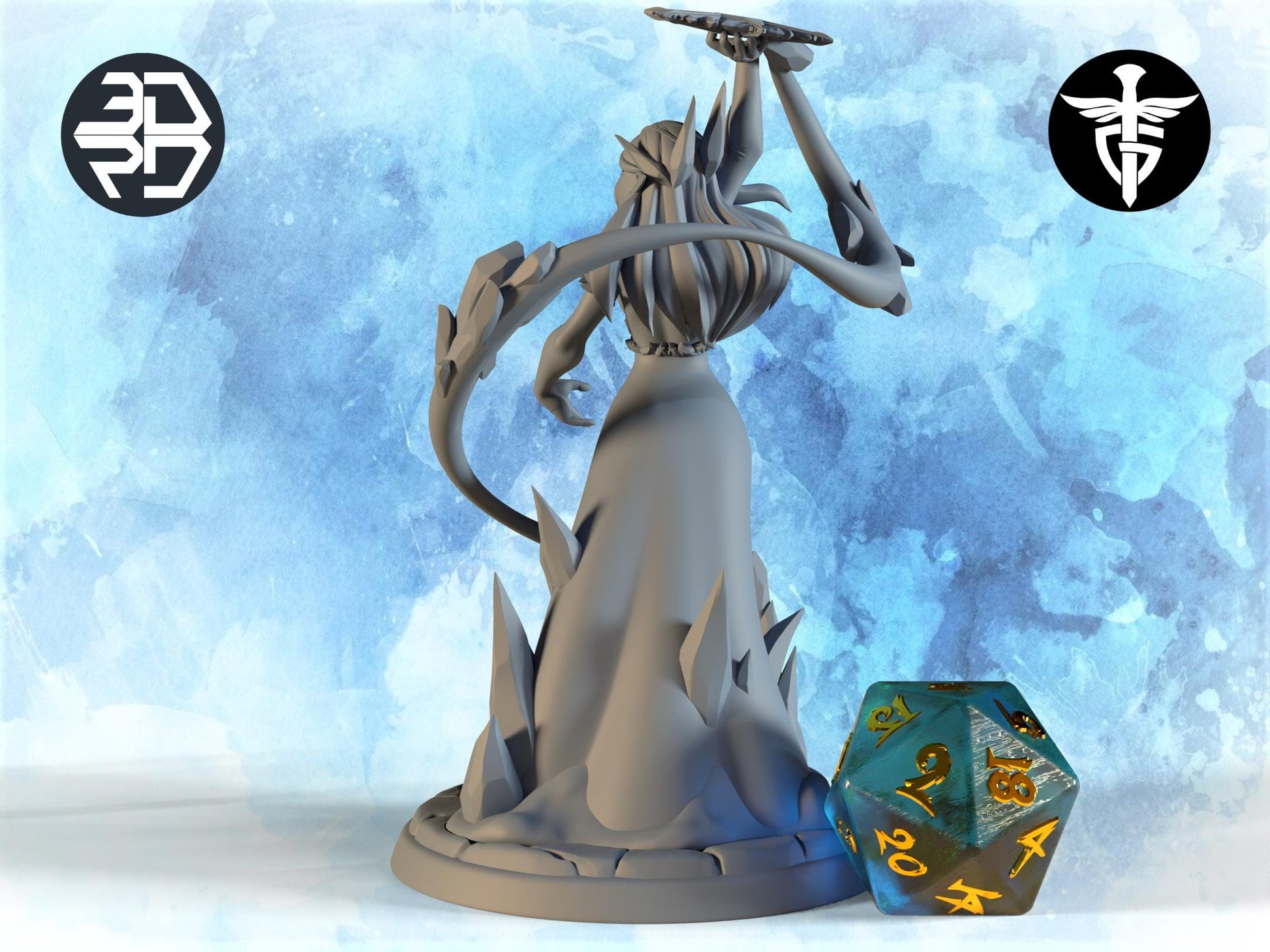 Female Ice Golem Maker Miniature, Glacies | Twin Goddess Miniatures | Tabletop RPG Miniature | Roleplaying 3D Printed Fantasy Mini - 3DPrintDen