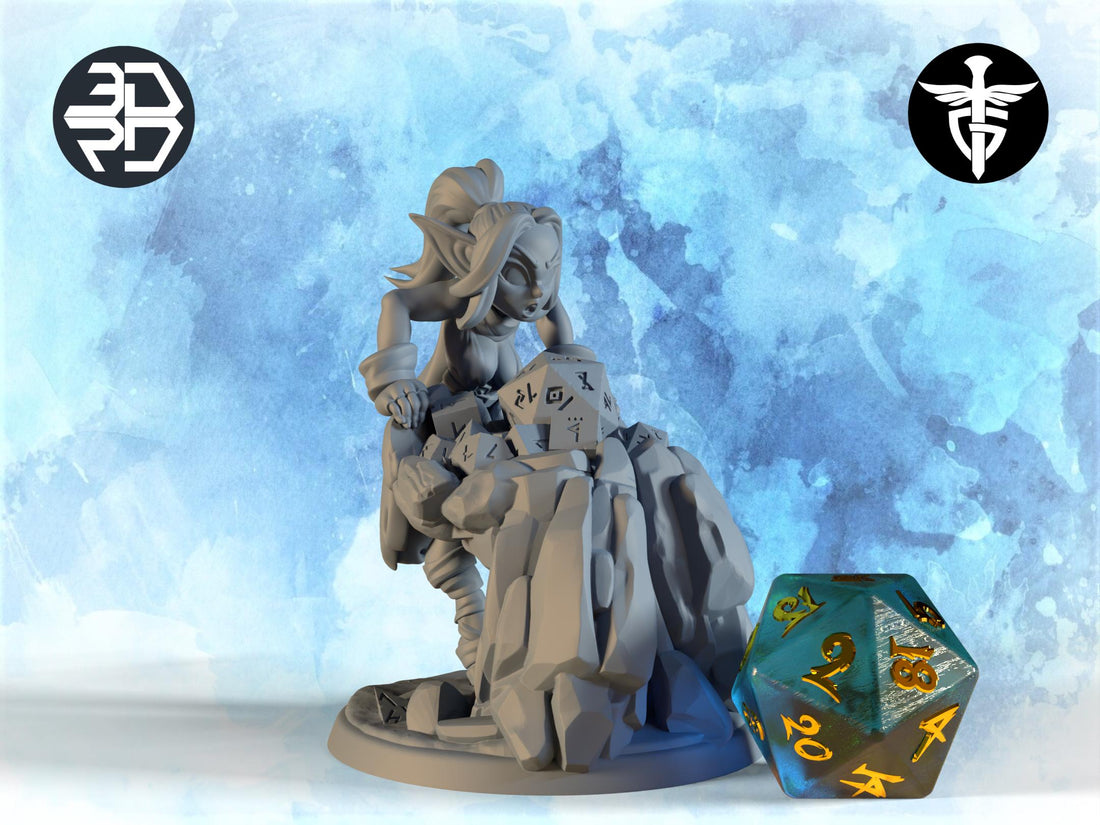 Dice Goblin Miniature | Twin Goddess Miniatures | Tabletop RPG Miniature | Roleplaying 3D Printed Fantasy Mini - 3DPrintDen