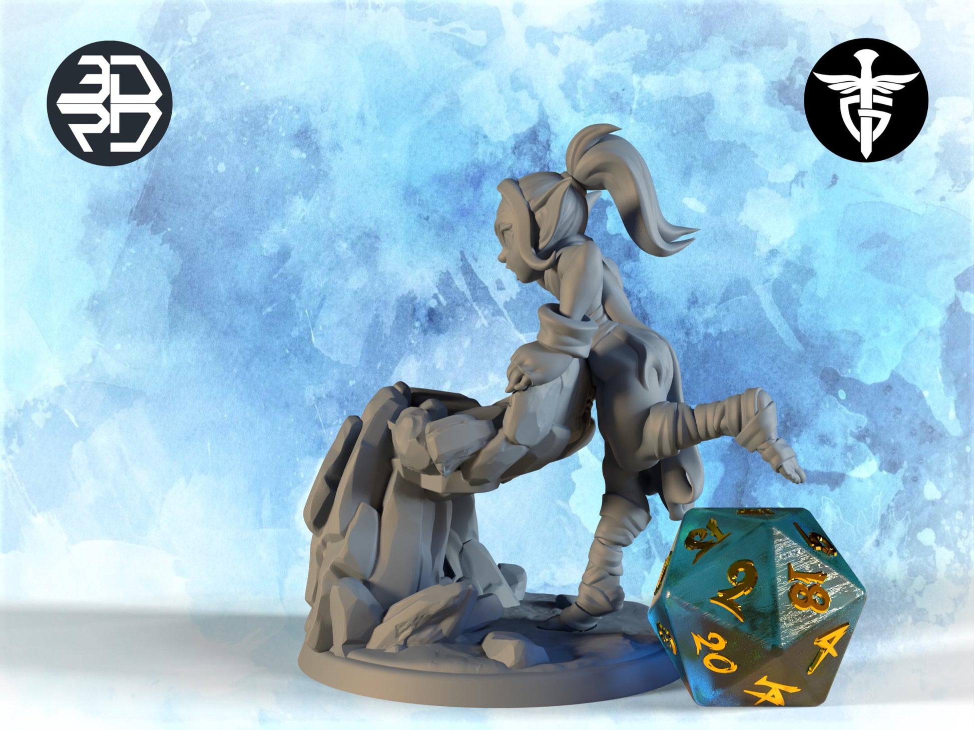 Dice Goblin Miniature | Twin Goddess Miniatures | Tabletop RPG Miniature | Roleplaying 3D Printed Fantasy Mini - 3DPrintDen