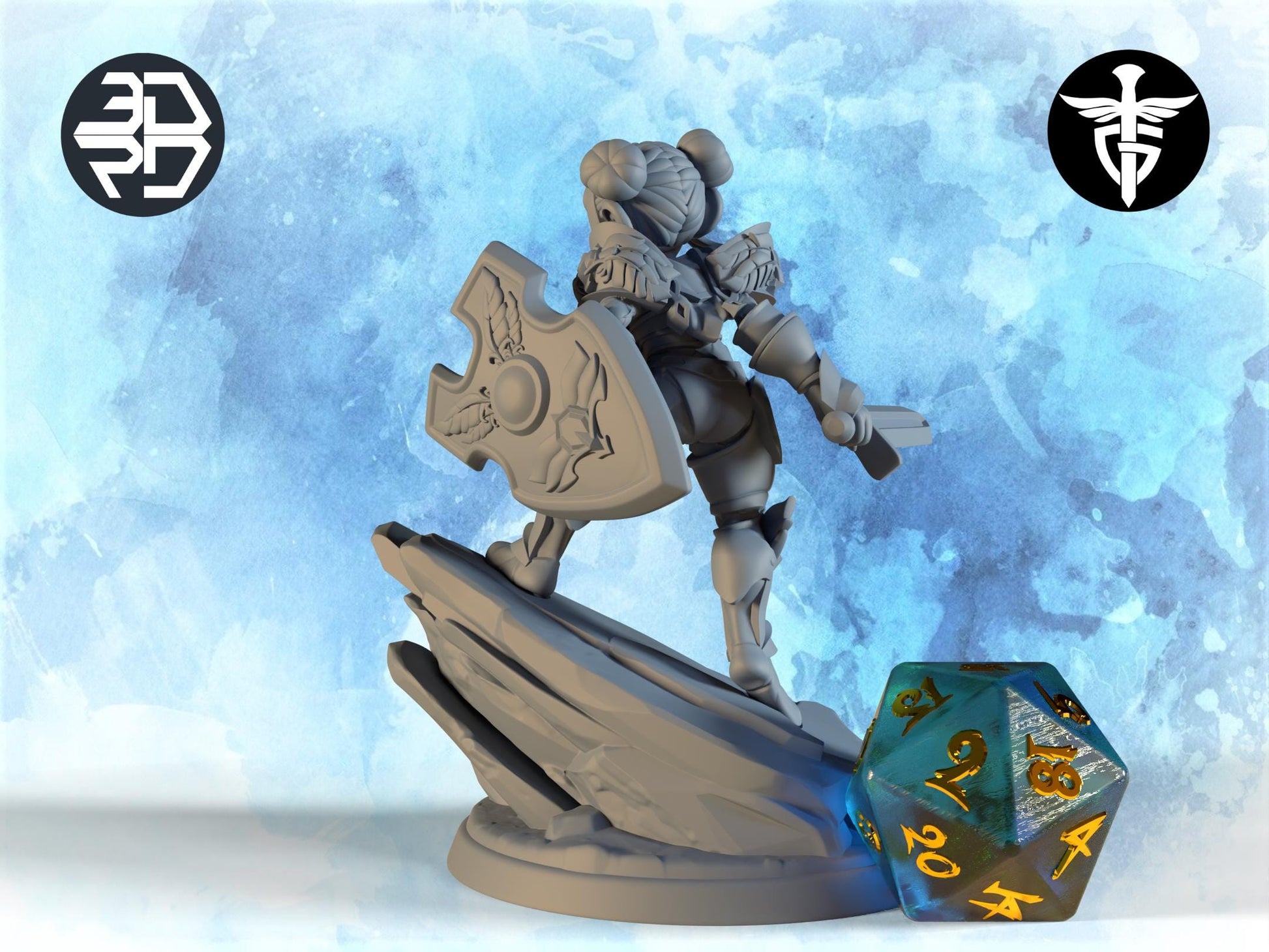 Goblin Paladin Miniature | Twin Goddess Miniatures | Tabletop RPG Miniature | Roleplaying 3D Printed Fantasy Mini - 3DPrintDen