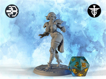 Female Elf Pinup Miniature, Pointless Armor Riz | Twin Goddess Miniatures | Tabletop RPG Miniature | Roleplaying 3D Printed Fantasy Mini - 3DPrintDen
