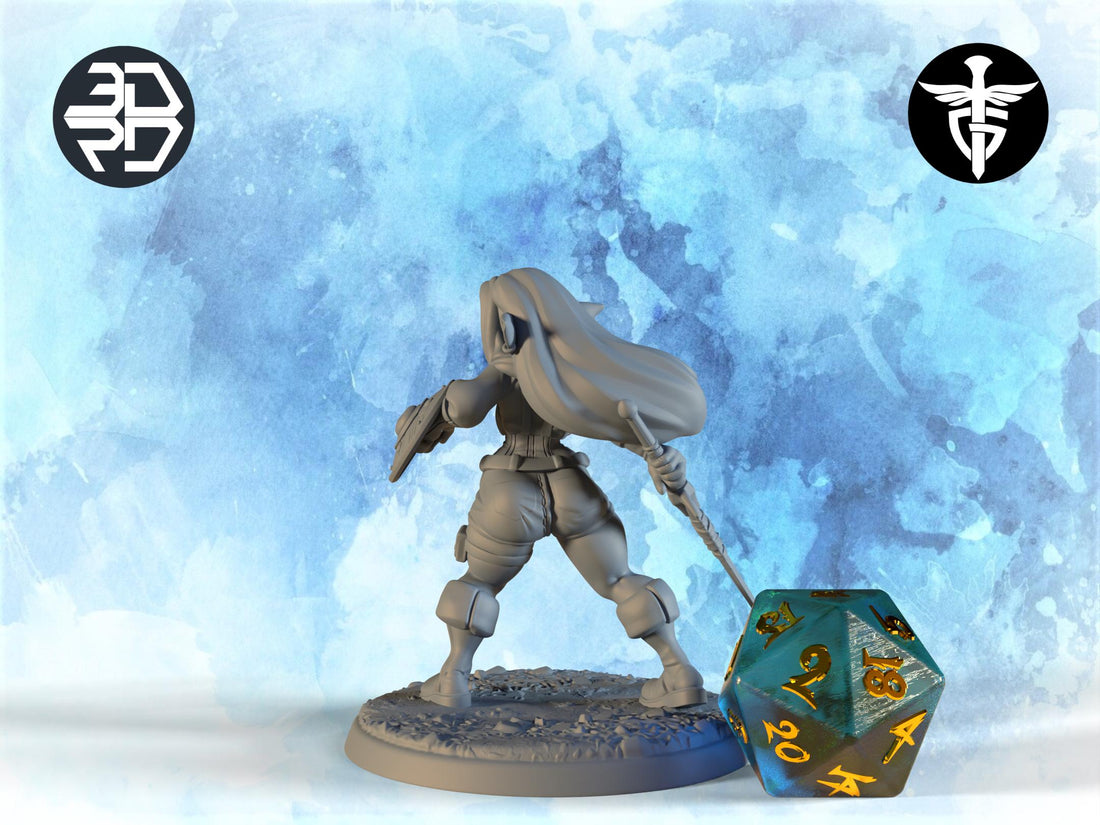 Female Goblin Warrior Miniature, Angy | Twin Goddess Miniatures | Tabletop RPG Miniature | Roleplaying 3D Printed Fantasy Mini - 3DPrintDen