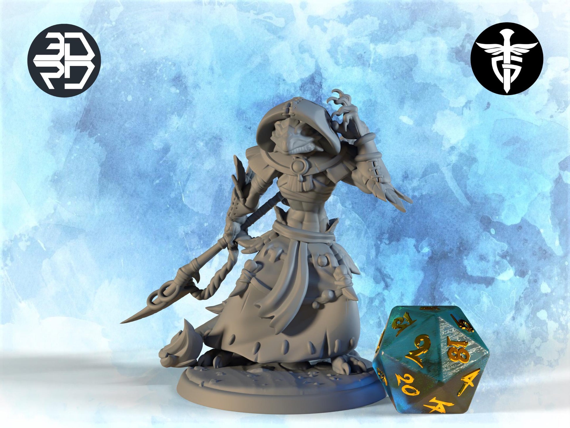 Lizardman Warrior Miniature | Twin Goddess Miniatures | Tabletop RPG Miniature | Roleplaying 3D Printed Fantasy Mini - 3DPrintDen