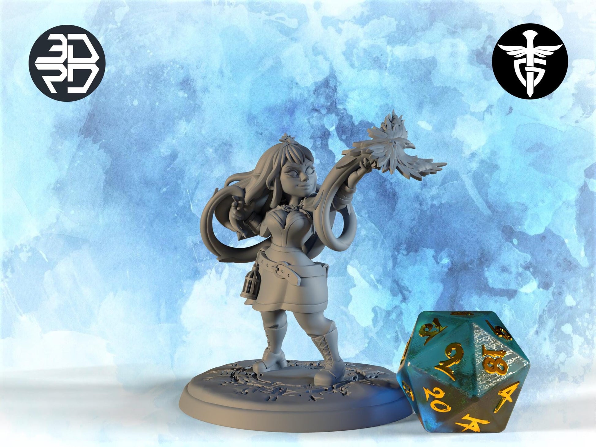 Female Halfling Warlock Miniature, Hadrey | Twin Goddess Miniatures | Tabletop RPG Miniature | Roleplaying 3D Printed Fantasy Mini - 3DPrintDen