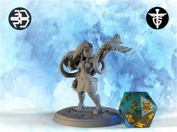 Female Halfling Warlock Miniature, Hadrey | Twin Goddess Miniatures | Tabletop RPG Miniature | Roleplaying 3D Printed Fantasy Mini - 3DPrintDen