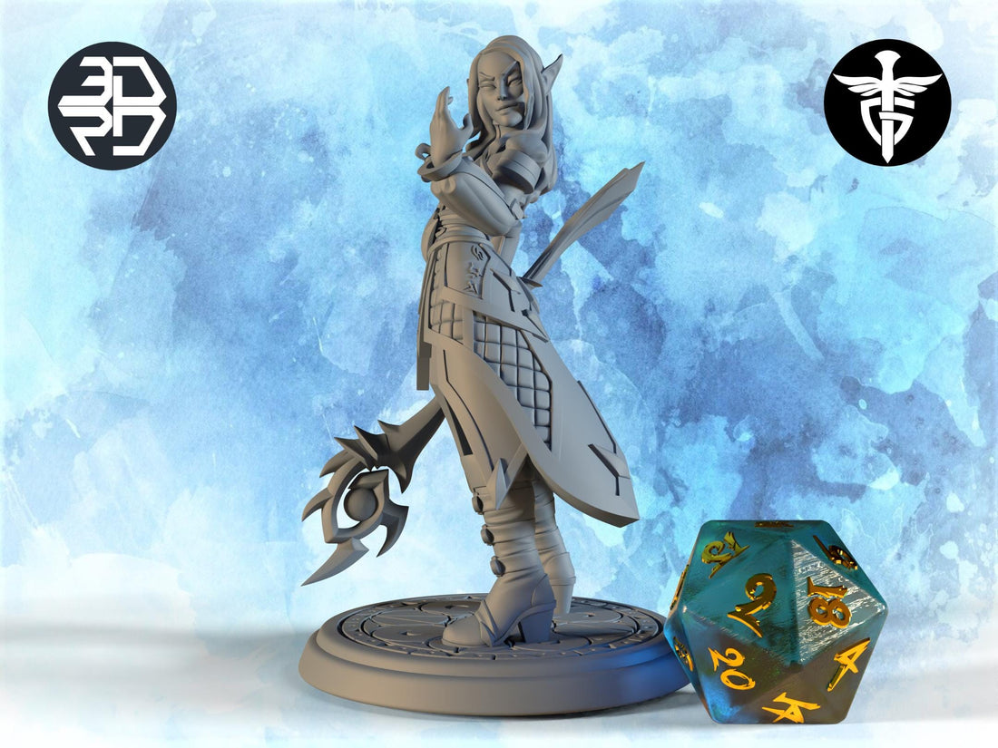 Female Elven Void-Warlock Miniature, Vaati | Twin Goddess Miniatures | Tabletop RPG Miniature | Roleplaying 3D Printed Fantasy Mini - 3DPrintDen