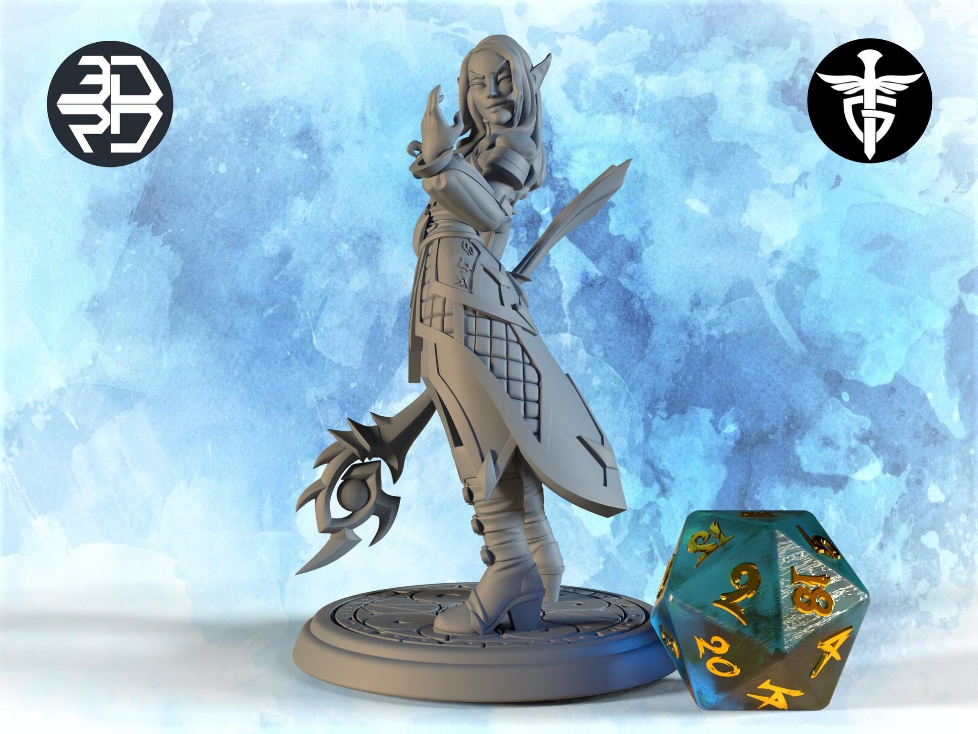 Female Elven Void-Warlock Miniature, Vaati | Twin Goddess Miniatures | Tabletop RPG Miniature | Roleplaying 3D Printed Fantasy Mini - 3DPrintDen