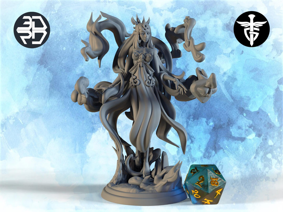 Genasi Queen Miniature | Twin Goddess Miniatures | Tabletop RPG Miniature | Roleplaying 3D Printed Fantasy Mini - 3DPrintDen