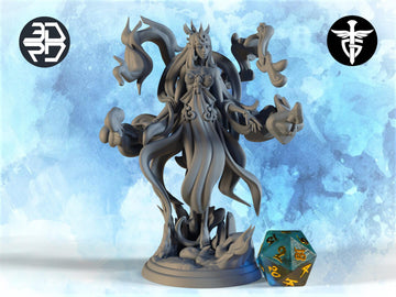 Genasi Queen Miniature | Twin Goddess Miniatures | Tabletop RPG Miniature | Roleplaying 3D Printed Fantasy Mini - 3DPrintDen