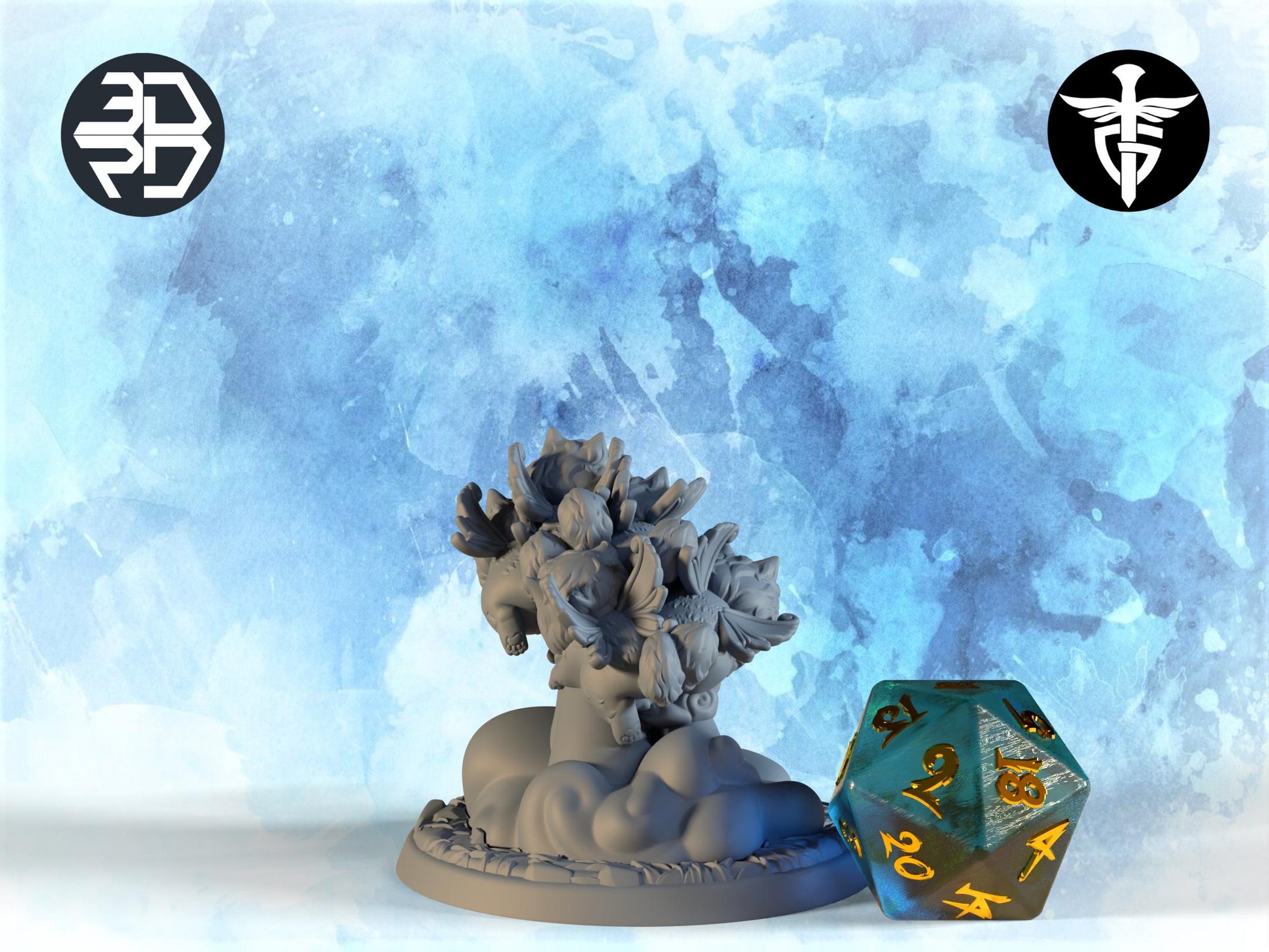 Pomeranian Swarm Miniature | Twin Goddess Miniatures | Tabletop RPG Miniature | Roleplaying 3D Printed Fantasy Mini - 3DPrintDen