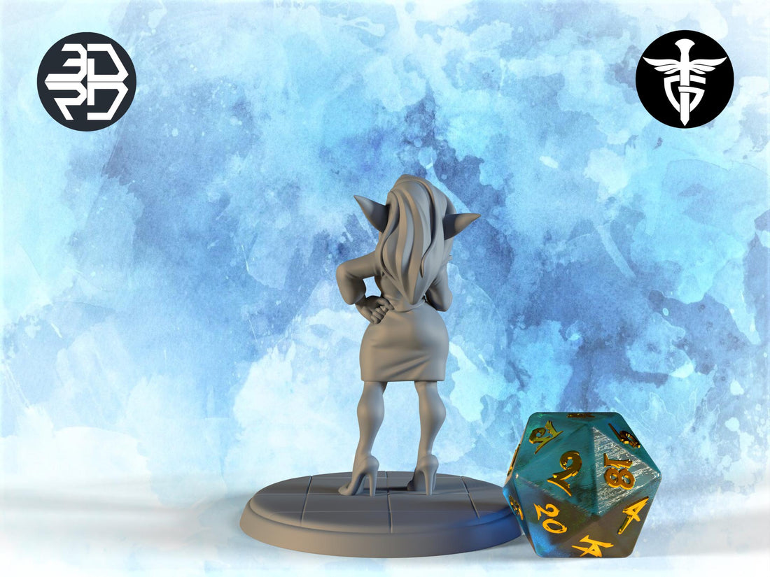 Female Office Goblin Miniature | Twin Goddess Miniatures | Tabletop RPG Miniature | Roleplaying 3D Printed Fantasy Mini - 3DPrintDen