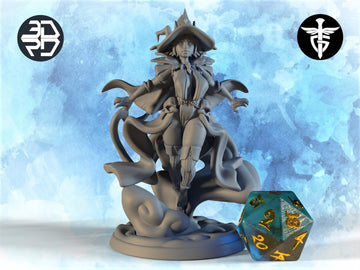 Witch Queen Miniature | Twin Goddess Miniatures | Tabletop RPG Miniature | Roleplaying 3D Printed Fantasy Mini - 3DPrintDen