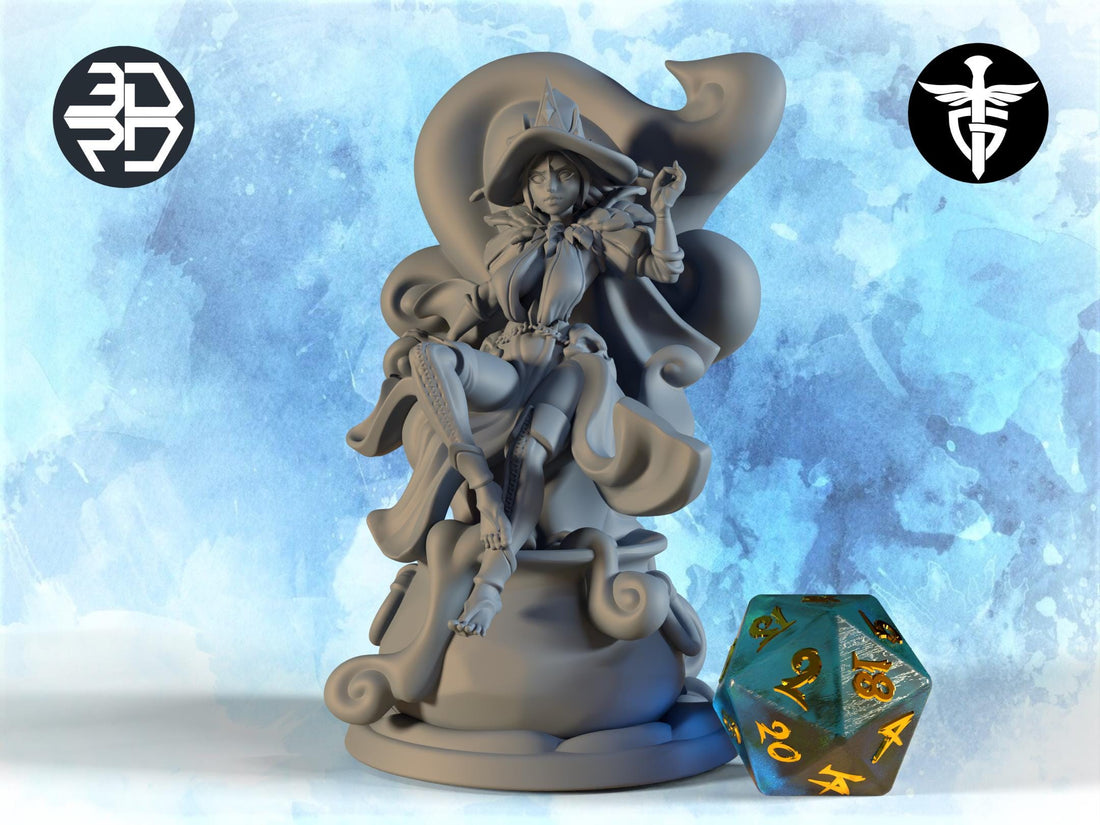 Witch Queen Miniature | Twin Goddess Miniatures | Tabletop RPG Miniature | Roleplaying 3D Printed Fantasy Mini - 3DPrintDen