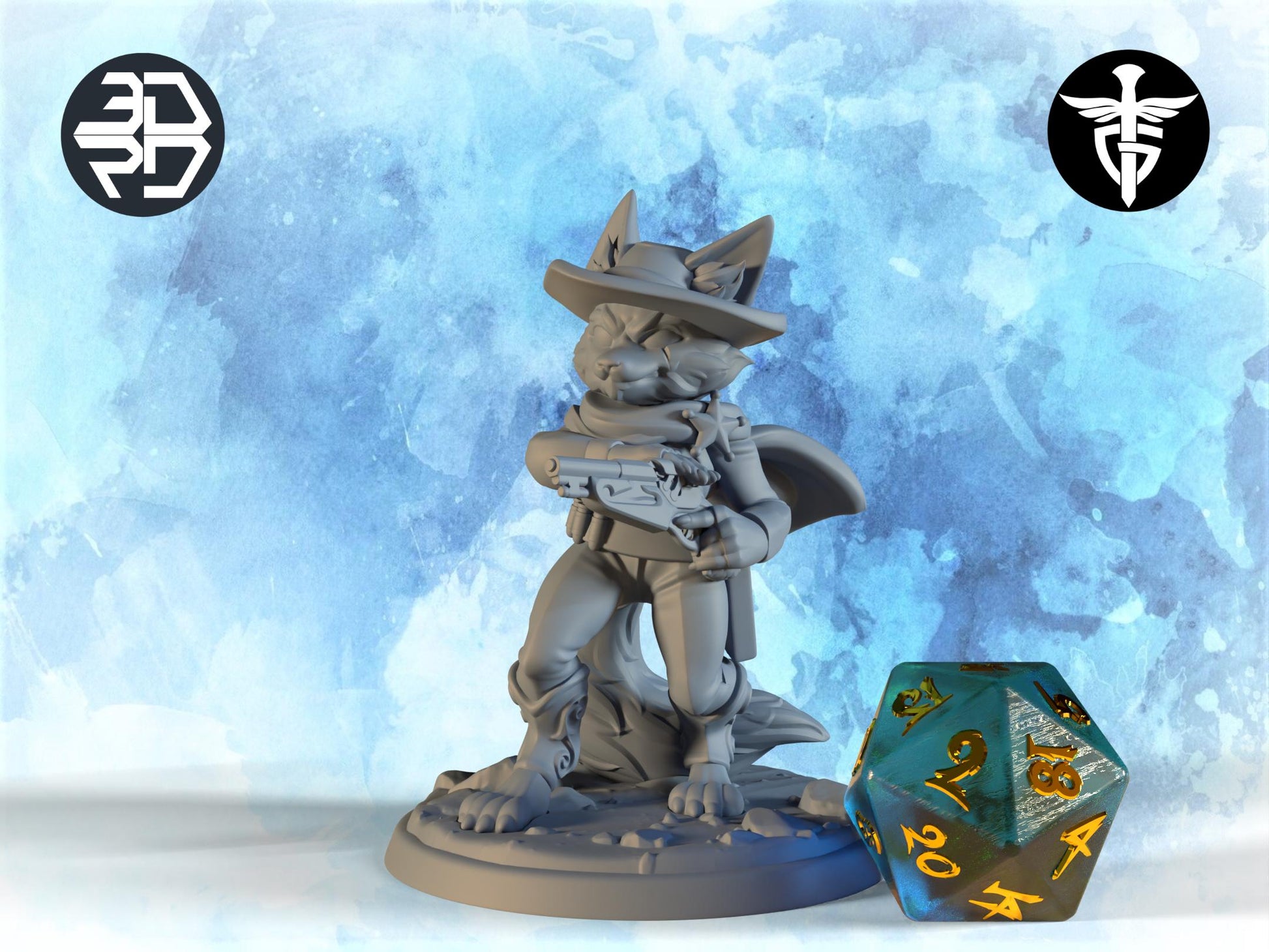 Fox Sheriff Miniature, Leon | Twin Goddess Miniatures | Tabletop RPG Miniature | Roleplaying 3D Printed Fantasy Mini - 3DPrintDen
