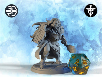 Female Cleric Miniature, Vamoth | Twin Goddess Miniatures | Tabletop RPG Miniature | Roleplaying 3D Printed Fantasy Mini - 3DPrintDen