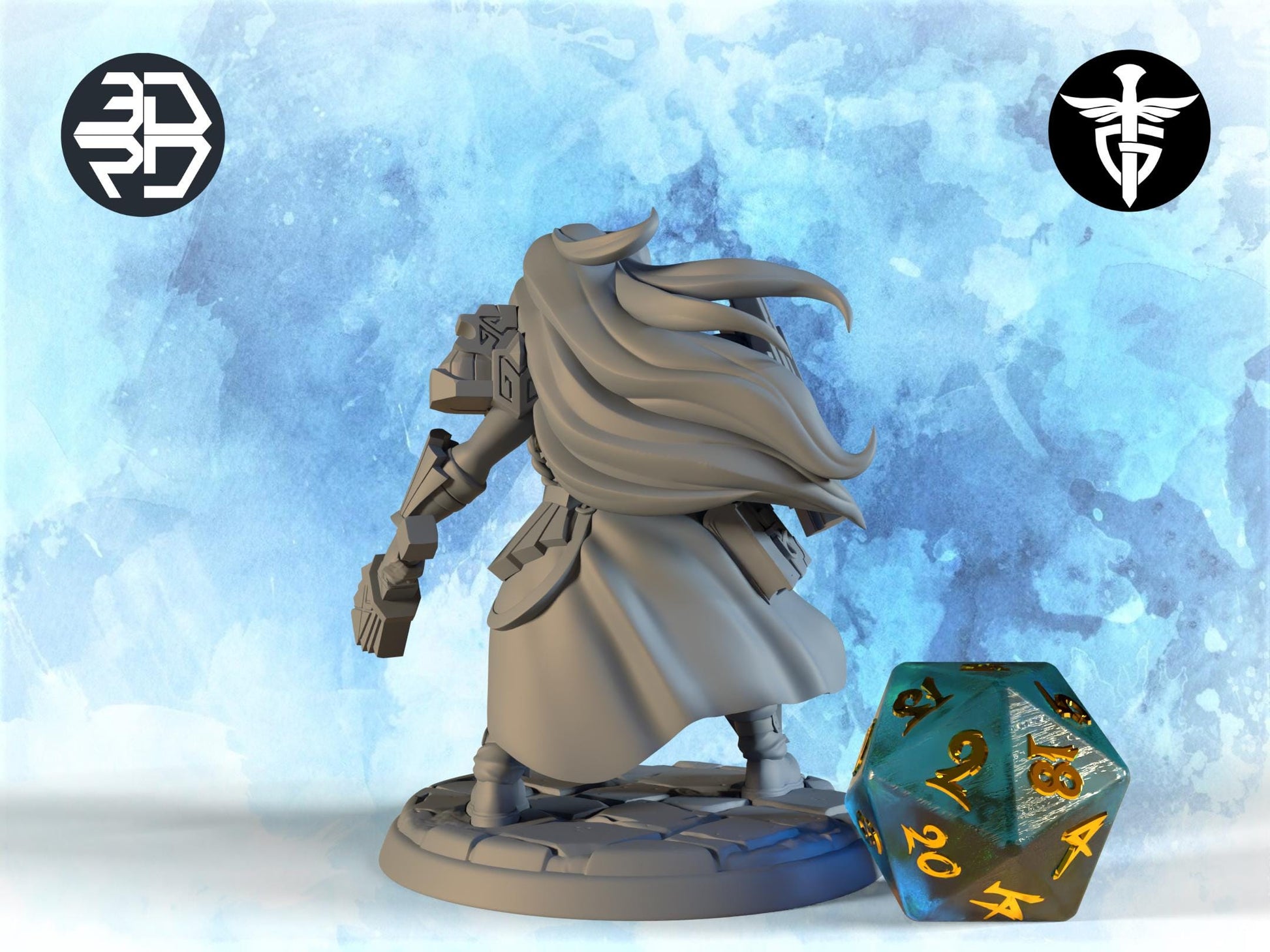 Female Cleric Miniature, Vamoth | Twin Goddess Miniatures | Tabletop RPG Miniature | Roleplaying 3D Printed Fantasy Mini - 3DPrintDen