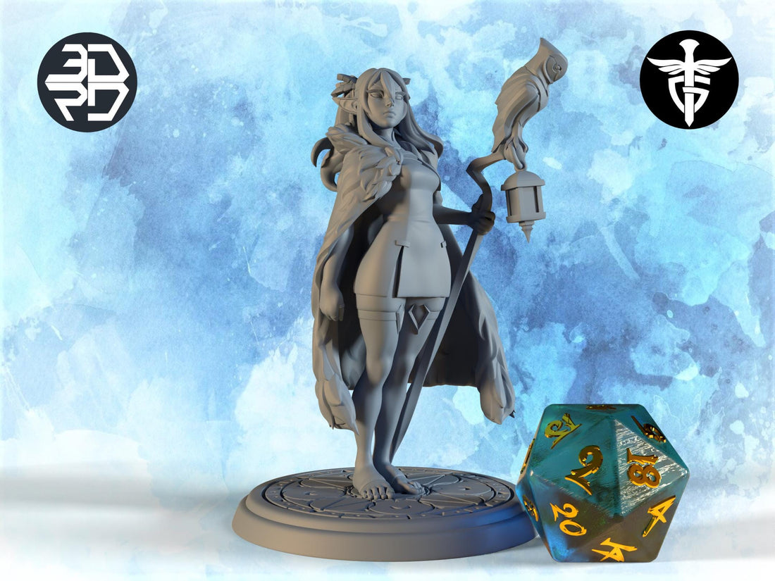 Elven Sorceress Miniature, Yaen | Twin Goddess Miniatures | Tabletop RPG Miniature | Roleplaying 3D Printed Fantasy Mini - 3DPrintDen