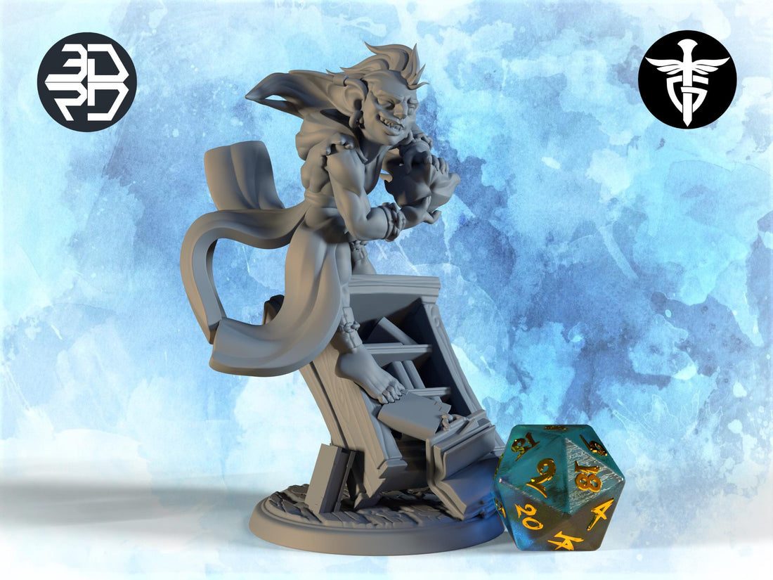 Goblin Mage Miniature | Twin Goddess Miniatures | Tabletop RPG Miniature | Roleplaying 3D Printed Fantasy Mini - 3DPrintDen