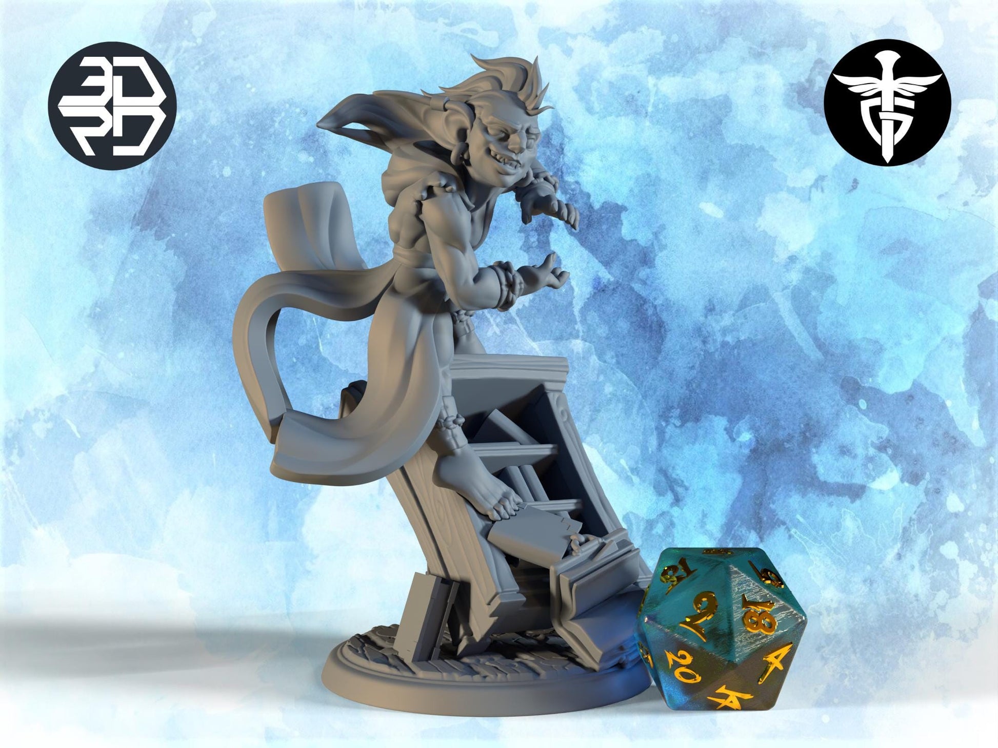 Goblin Mage Miniature | Twin Goddess Miniatures | Tabletop RPG Miniature | Roleplaying 3D Printed Fantasy Mini - 3DPrintDen