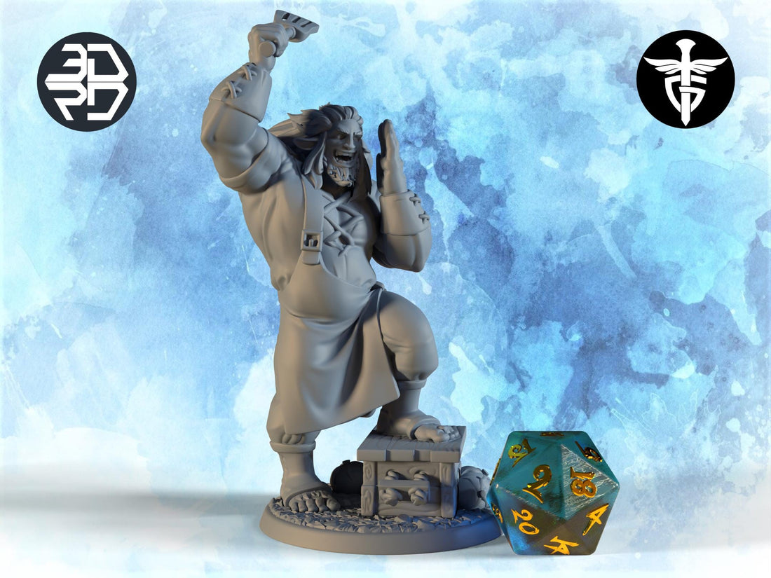 Firbolg Cook Miniature | Twin Goddess Miniatures | Tabletop RPG Miniature | Roleplaying 3D Printed Fantasy Mini - 3DPrintDen