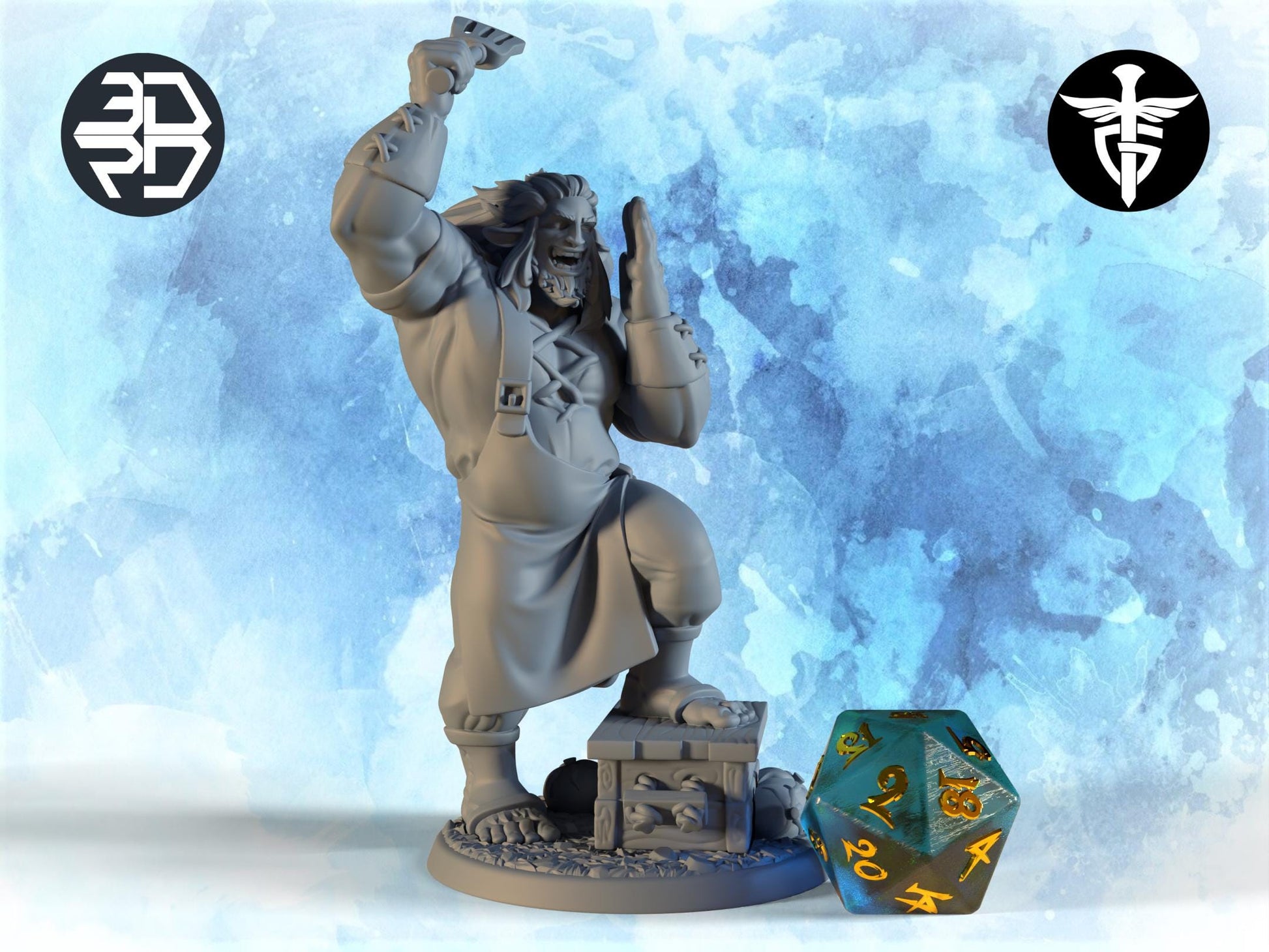 Firbolg Cook Miniature | Twin Goddess Miniatures | Tabletop RPG Miniature | Roleplaying 3D Printed Fantasy Mini - 3DPrintDen