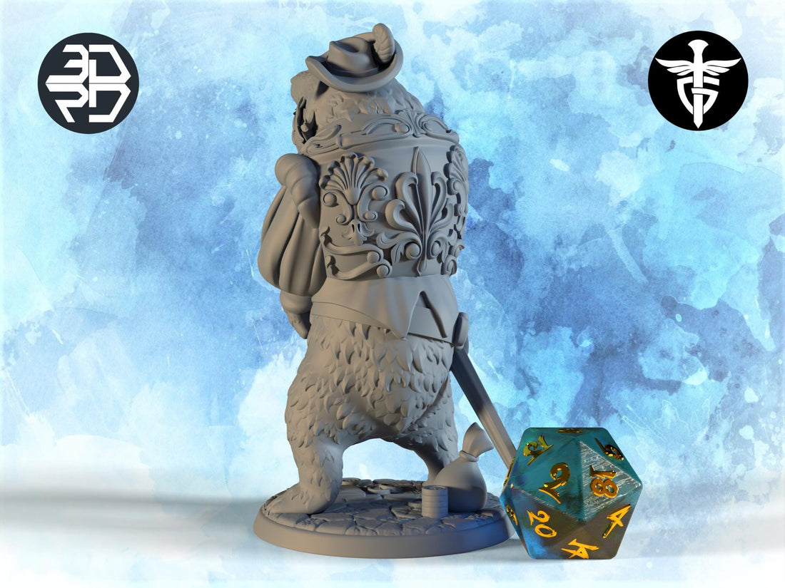 Sir Bearington Miniature | Twin Goddess Miniatures | Tabletop RPG Miniature | Roleplaying 3D Printed Fantasy Mini - 3DPrintDen