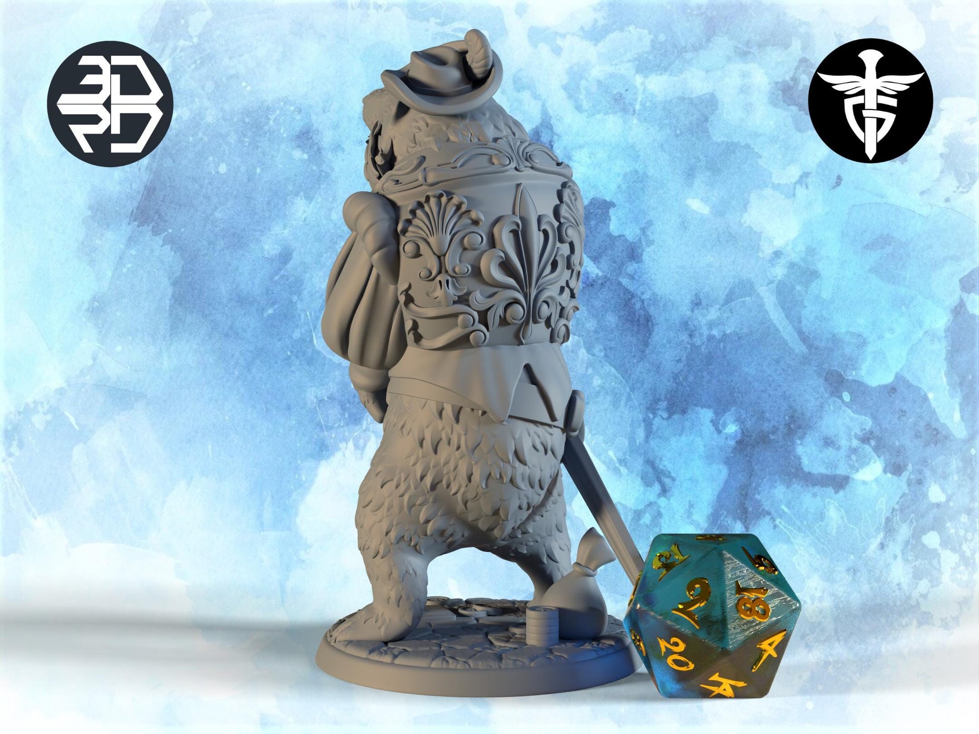 Sir Bearington Miniature | Twin Goddess Miniatures | Tabletop RPG Miniature | Roleplaying 3D Printed Fantasy Mini - 3DPrintDen
