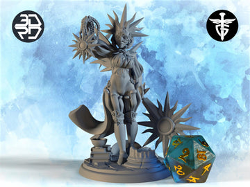 Female Sun Cleric Miniature | Twin Goddess Miniatures | Tabletop RPG Miniature | Roleplaying 3D Printed Fantasy Mini - 3DPrintDen