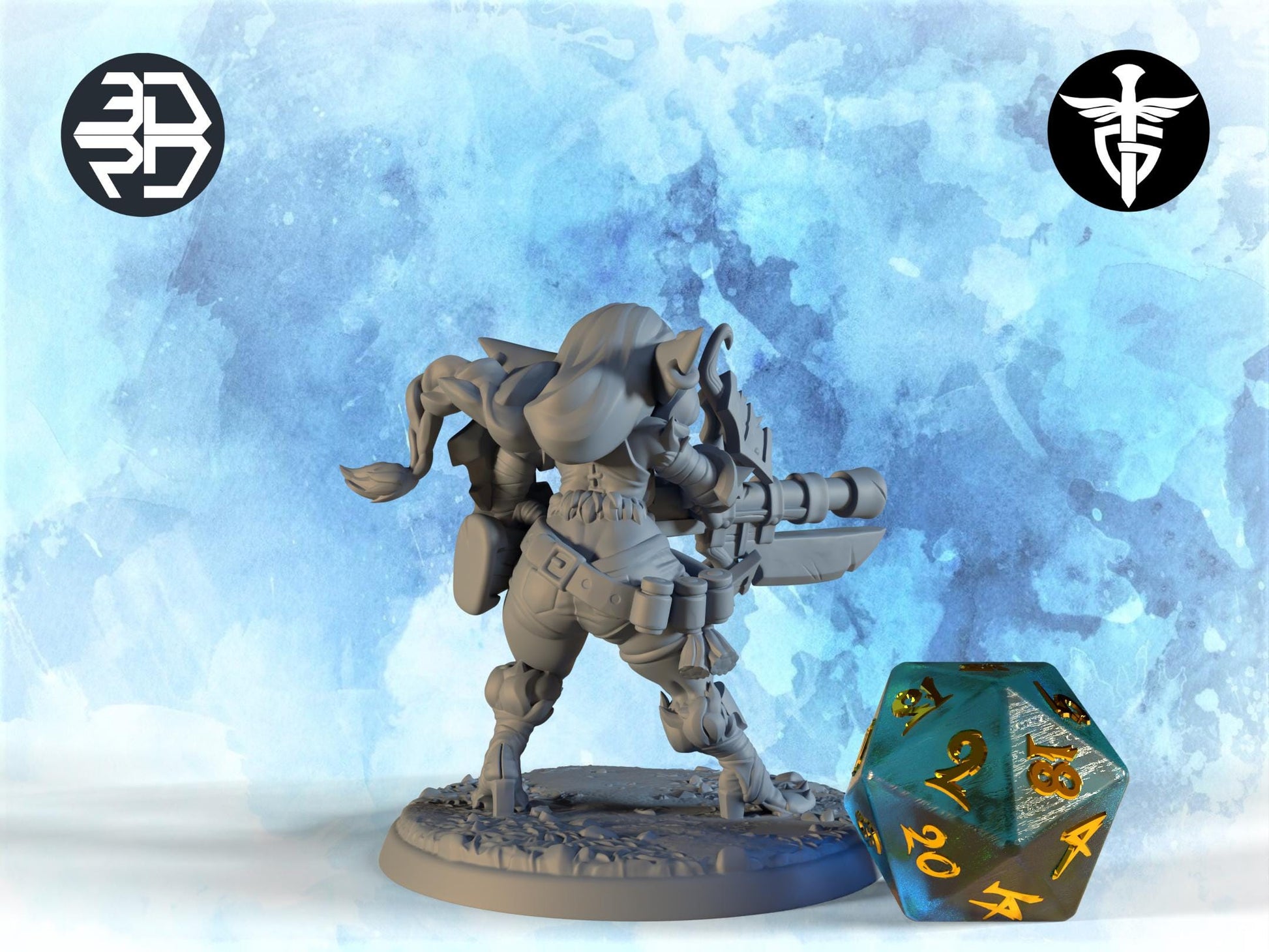 Goblin Gunner Miniature | Twin Goddess Miniatures | Tabletop RPG Miniature | Roleplaying 3D Printed Fantasy Mini - 3DPrintDen