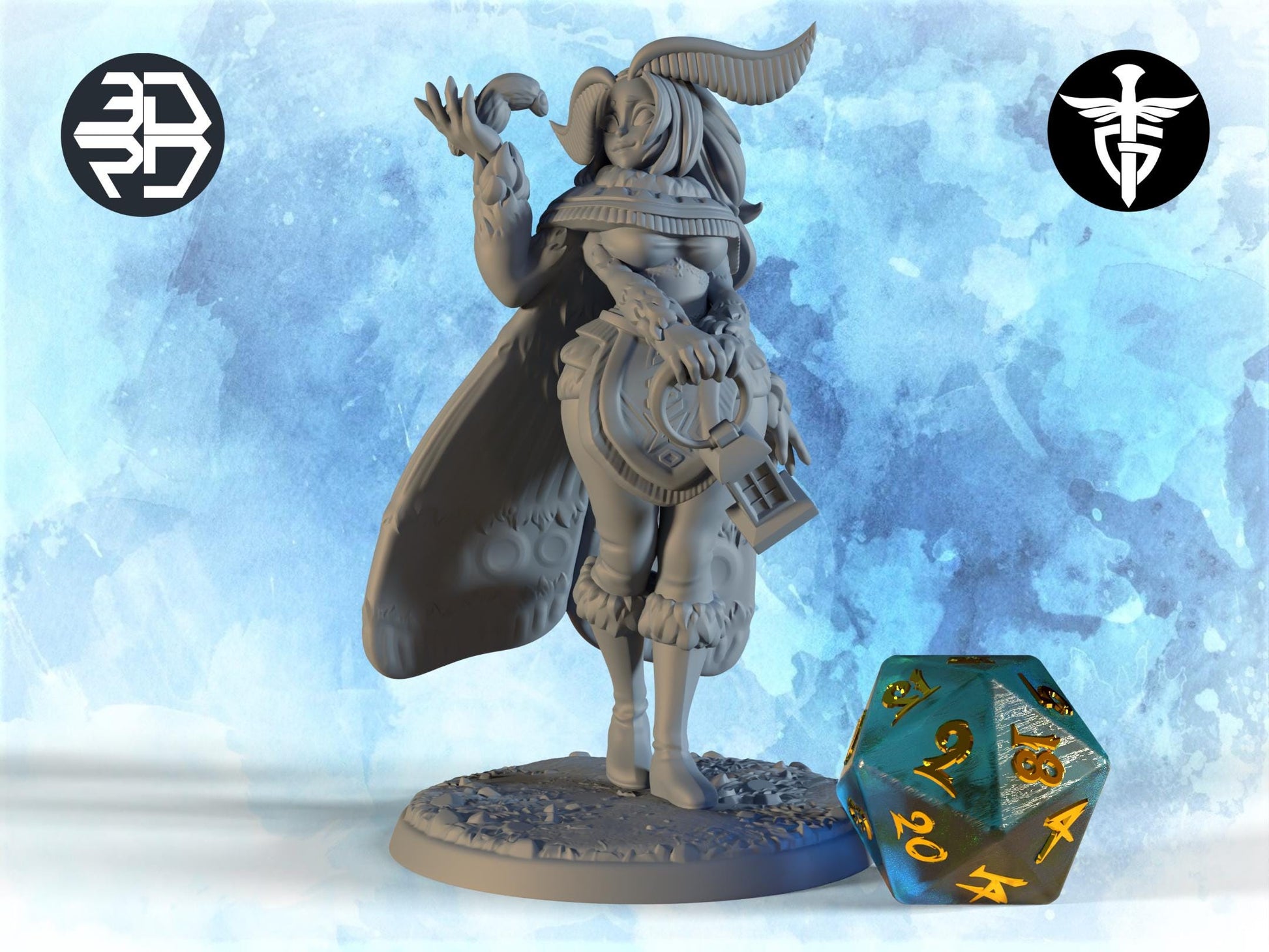 Moth Girl Miniature | Twin Goddess Miniatures | Tabletop RPG Miniature | Roleplaying 3D Printed Fantasy Mini - 3DPrintDen