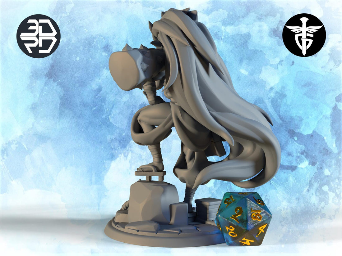 Female Demon Warrior Miniature | Twin Goddess Miniatures | Tabletop RPG Miniature | Roleplaying 3D Printed Fantasy Mini - 3DPrintDen