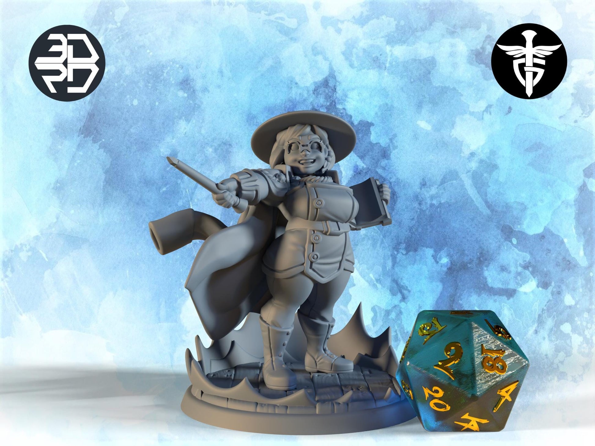 Female Dwarf Wizard Miniature, Alison | Twin Goddess Miniatures | Tabletop RPG Miniature | Roleplaying 3D Printed Fantasy Mini - 3DPrintDen