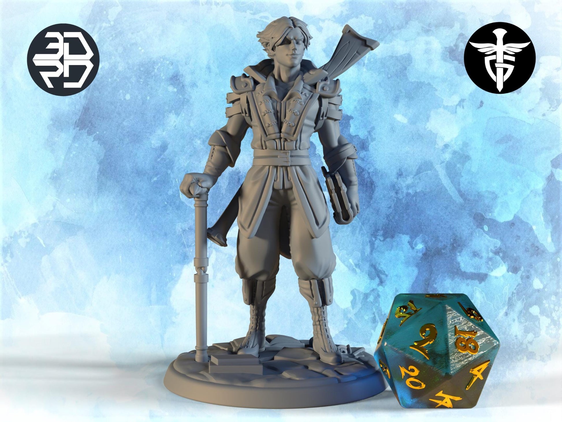 Adventurer Miniature, Van Richter | Twin Goddess Miniatures | Tabletop RPG Miniature | Roleplaying 3D Printed Fantasy Mini - 3DPrintDen