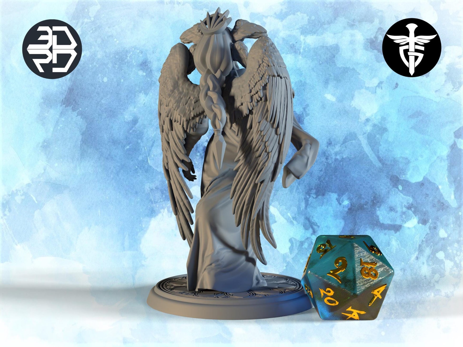 Goddess of Judgement Miniature, Ophelia | Twin Goddess Miniatures | Tabletop RPG Miniature | Roleplaying 3D Printed Fantasy Mini - 3DPrintDen