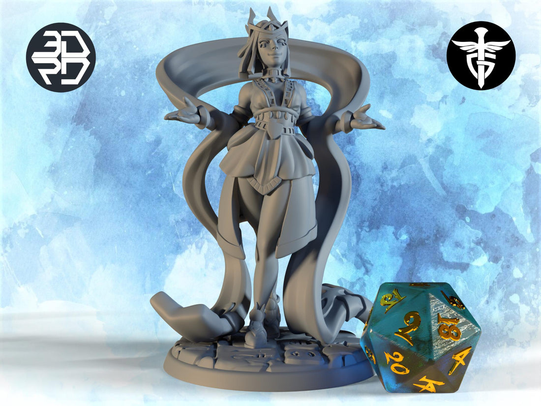 Goddess of the Dunes Miniature, Sehkti | Twin Goddess Miniatures | Tabletop RPG Miniature | Roleplaying 3D Printed Fantasy Mini - 3DPrintDen