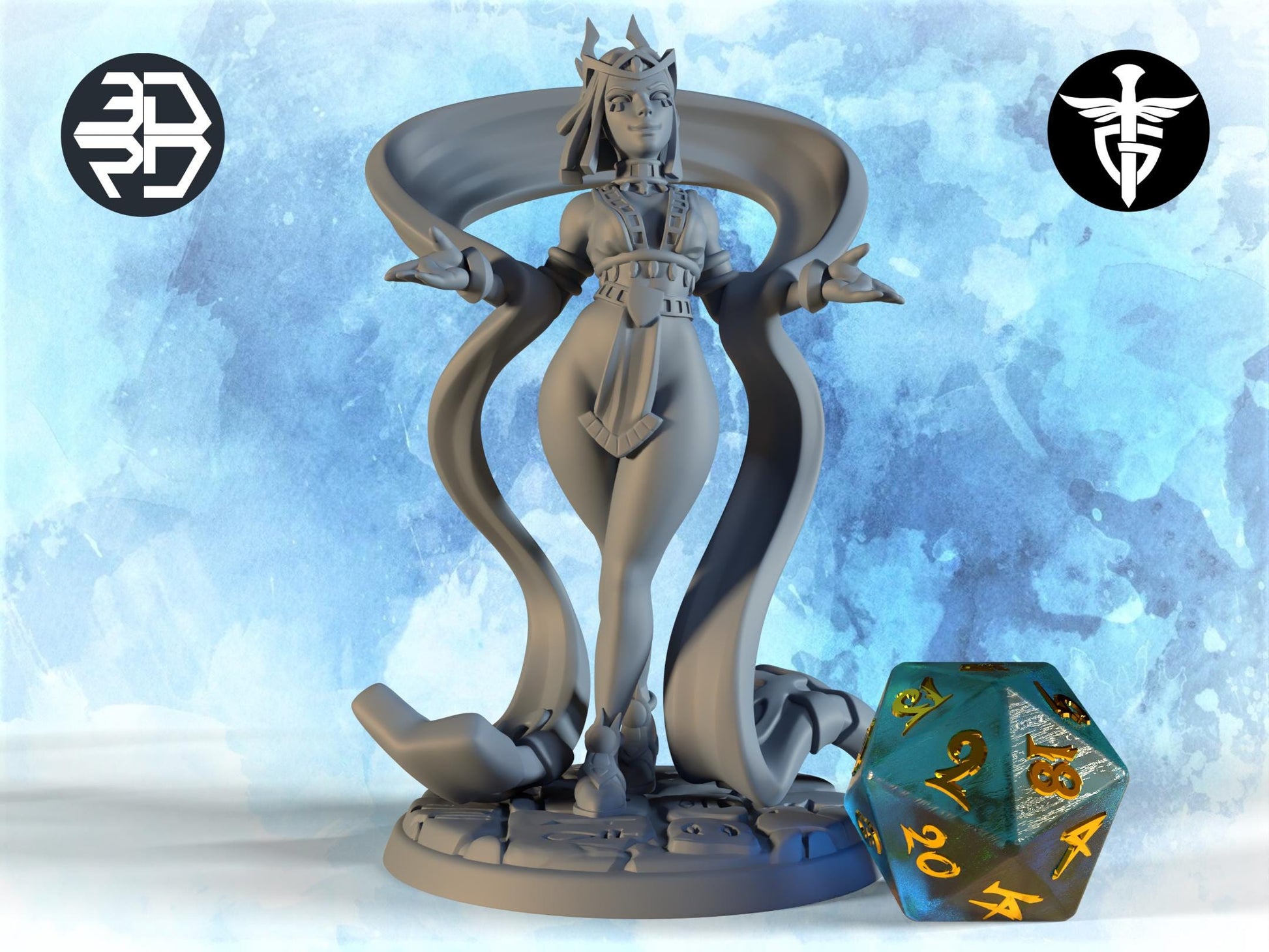 Goddess of the Dunes Miniature, Sehkti | Twin Goddess Miniatures | Tabletop RPG Miniature | Roleplaying 3D Printed Fantasy Mini - 3DPrintDen