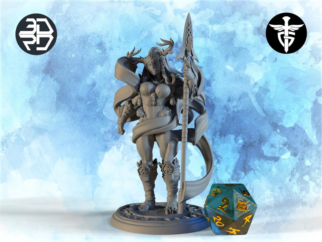 Warrior Goddess Miniature, Styrkja | Twin Goddess Miniatures | Tabletop RPG Miniature | Roleplaying 3D Printed Fantasy Mini - 3DPrintDen