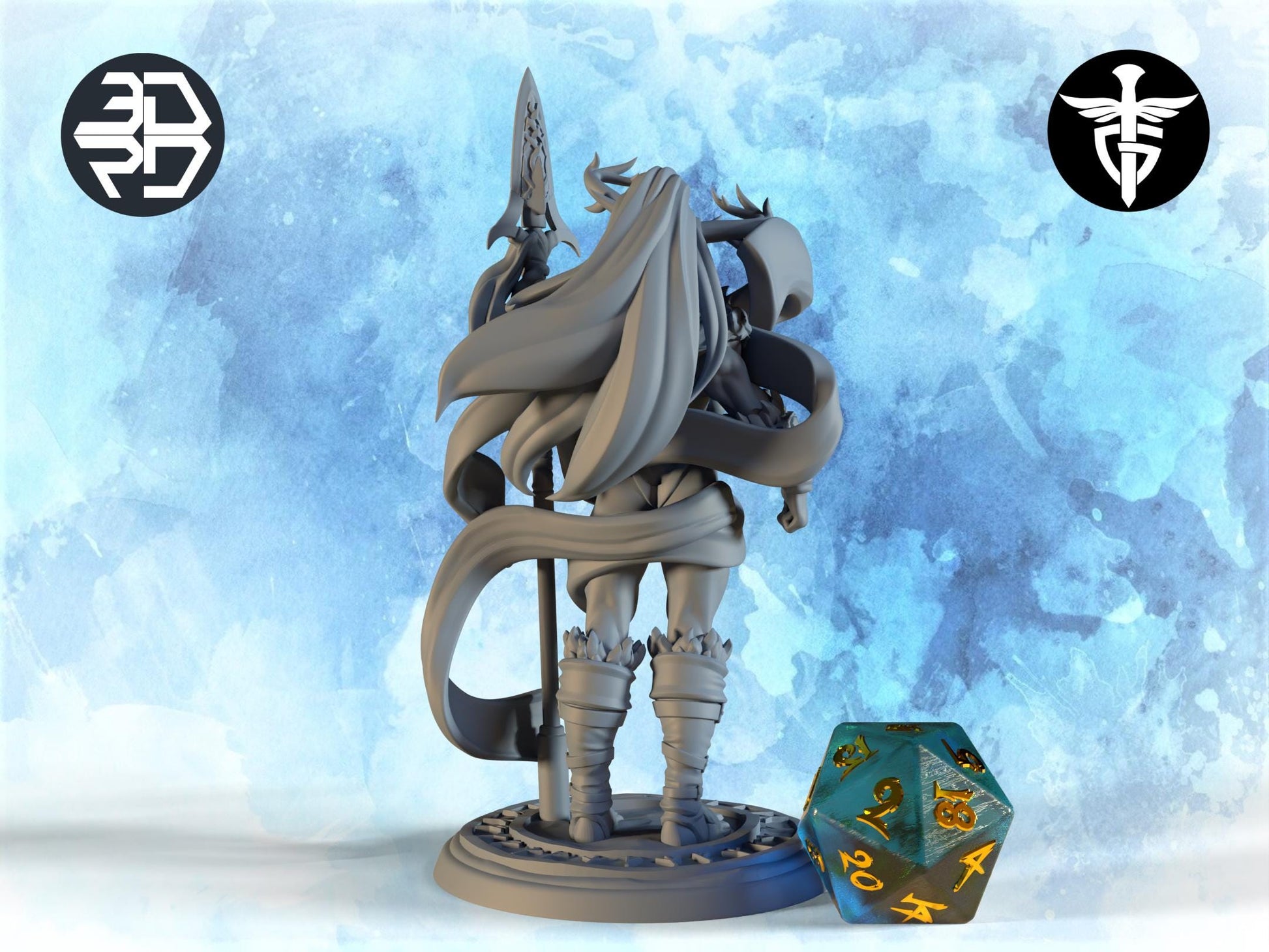 Warrior Goddess Miniature, Styrkja | Twin Goddess Miniatures | Tabletop RPG Miniature | Roleplaying 3D Printed Fantasy Mini - 3DPrintDen