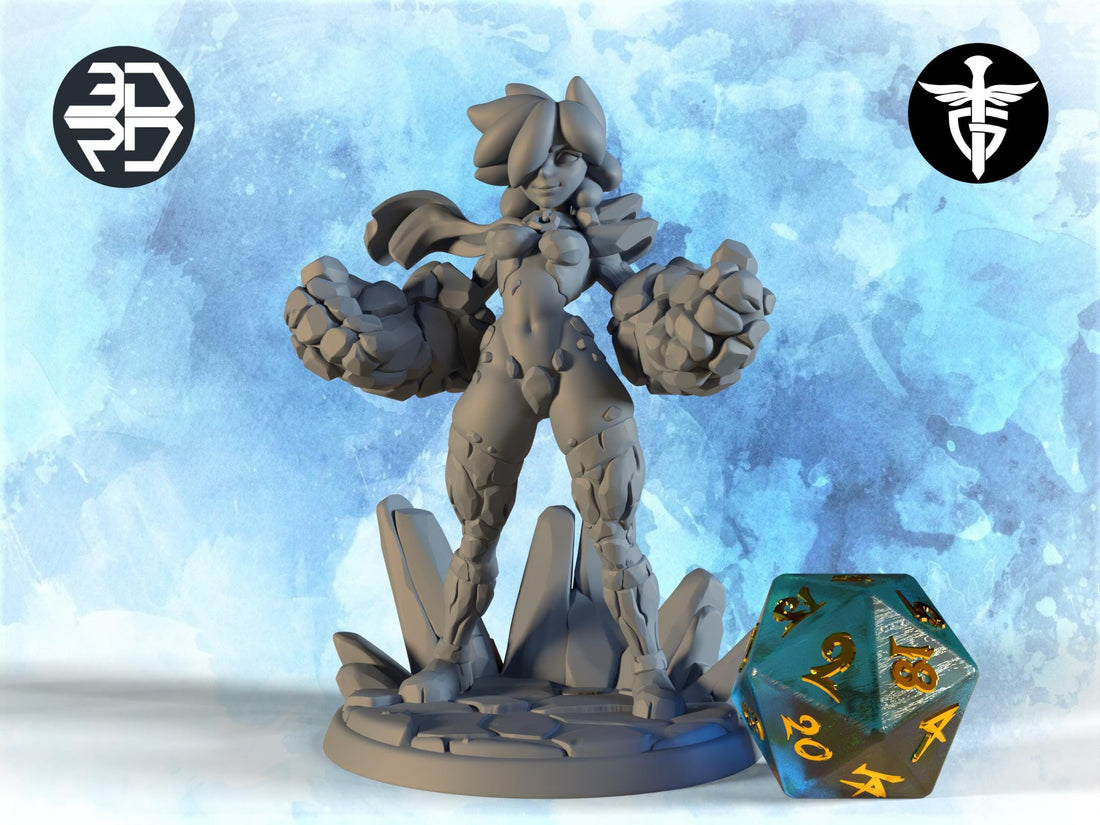 Magma Elemental Miniature, Tephra | Twin Goddess Miniatures | Tabletop RPG Miniature | Roleplaying 3D Printed Fantasy Mini - 3DPrintDen