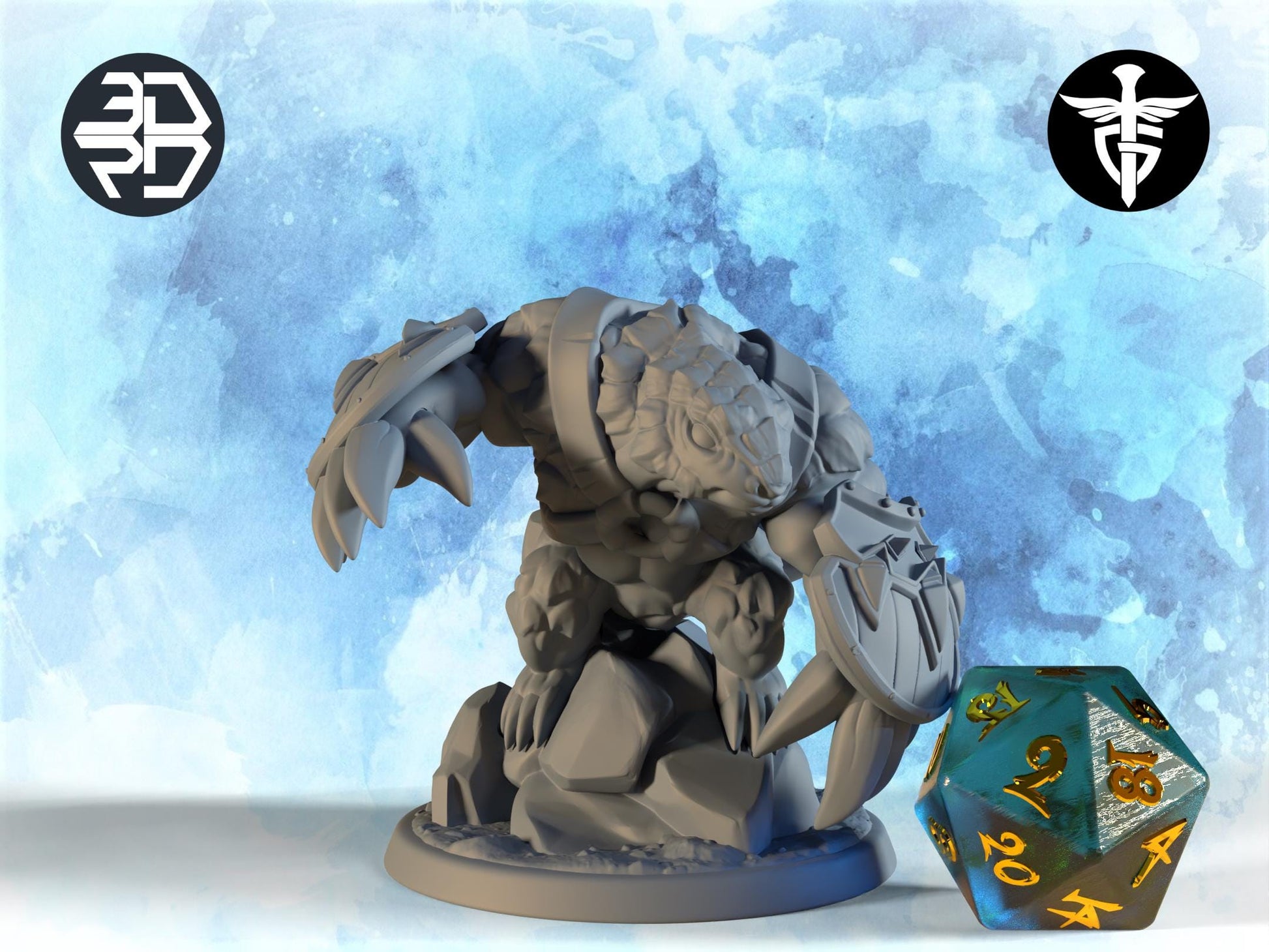 Pangolin Fighter Miniature, Pardoon | Twin Goddess Miniatures | Tabletop RPG Miniature | Roleplaying 3D Printed Fantasy Mini - 3DPrintDen
