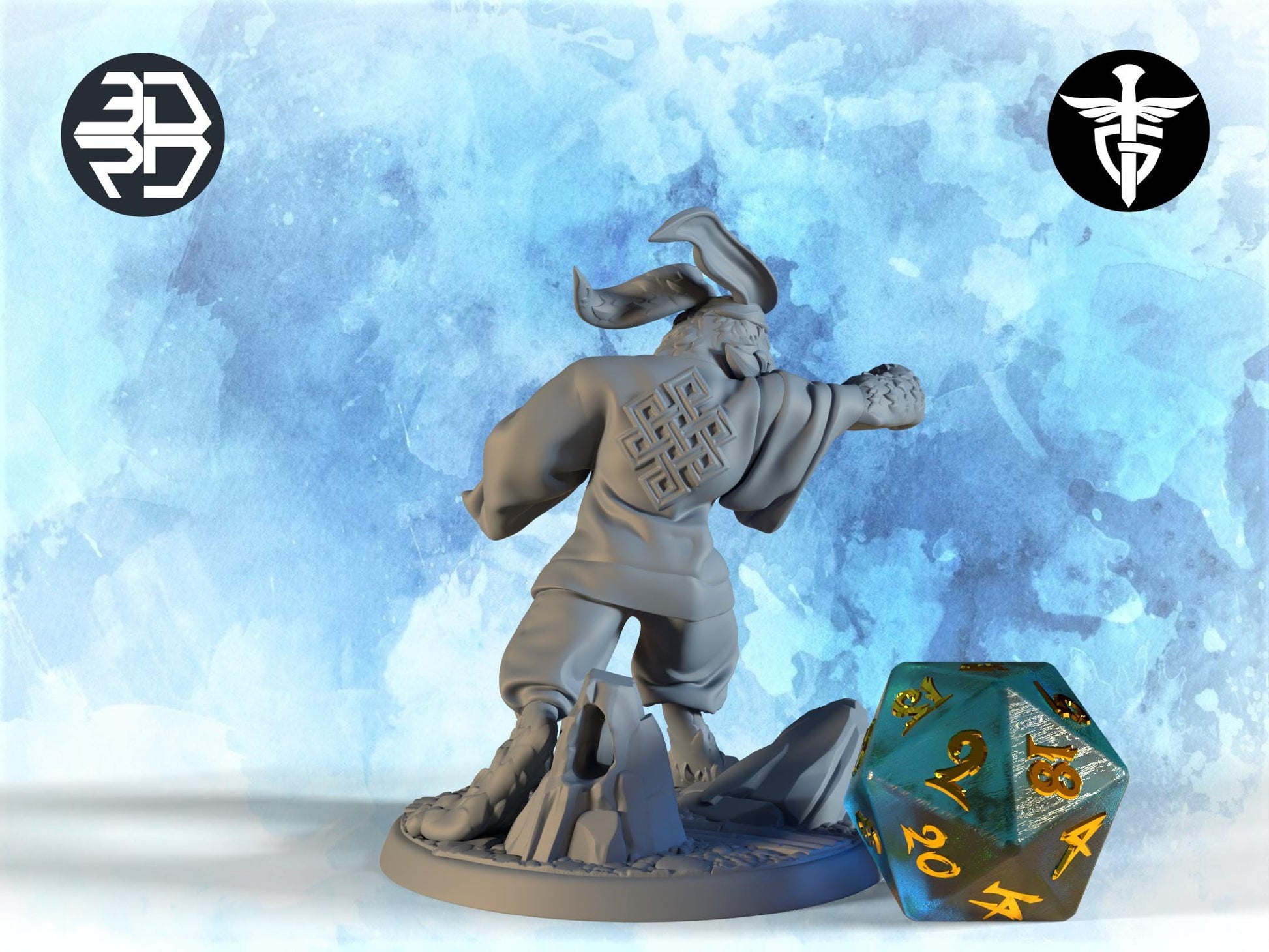 Rabbitfolk Monk Miniature, Bun Nee | Twin Goddess Miniatures | Tabletop RPG Miniature | Roleplaying 3D Printed Fantasy Mini - 3DPrintDen