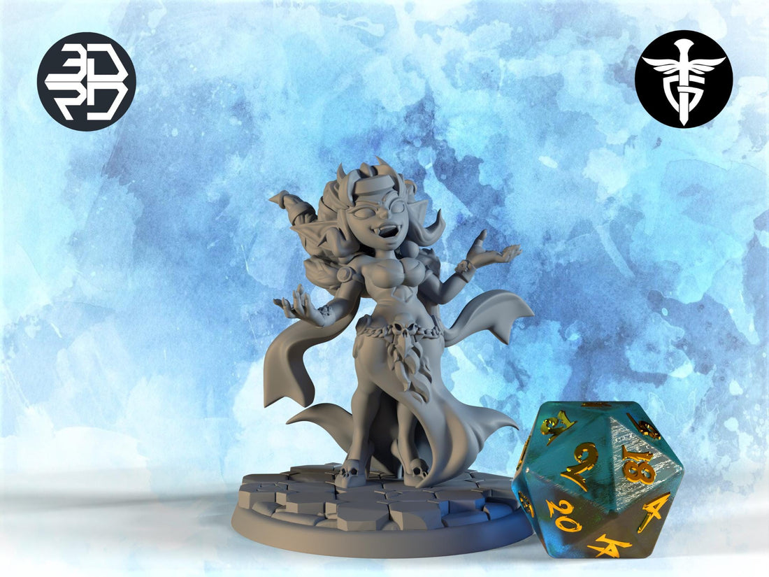 Goblin Queen Miniature | Twin Goddess Miniatures | Tabletop RPG Miniature | Roleplaying 3D Printed Fantasy Mini - 3DPrintDen