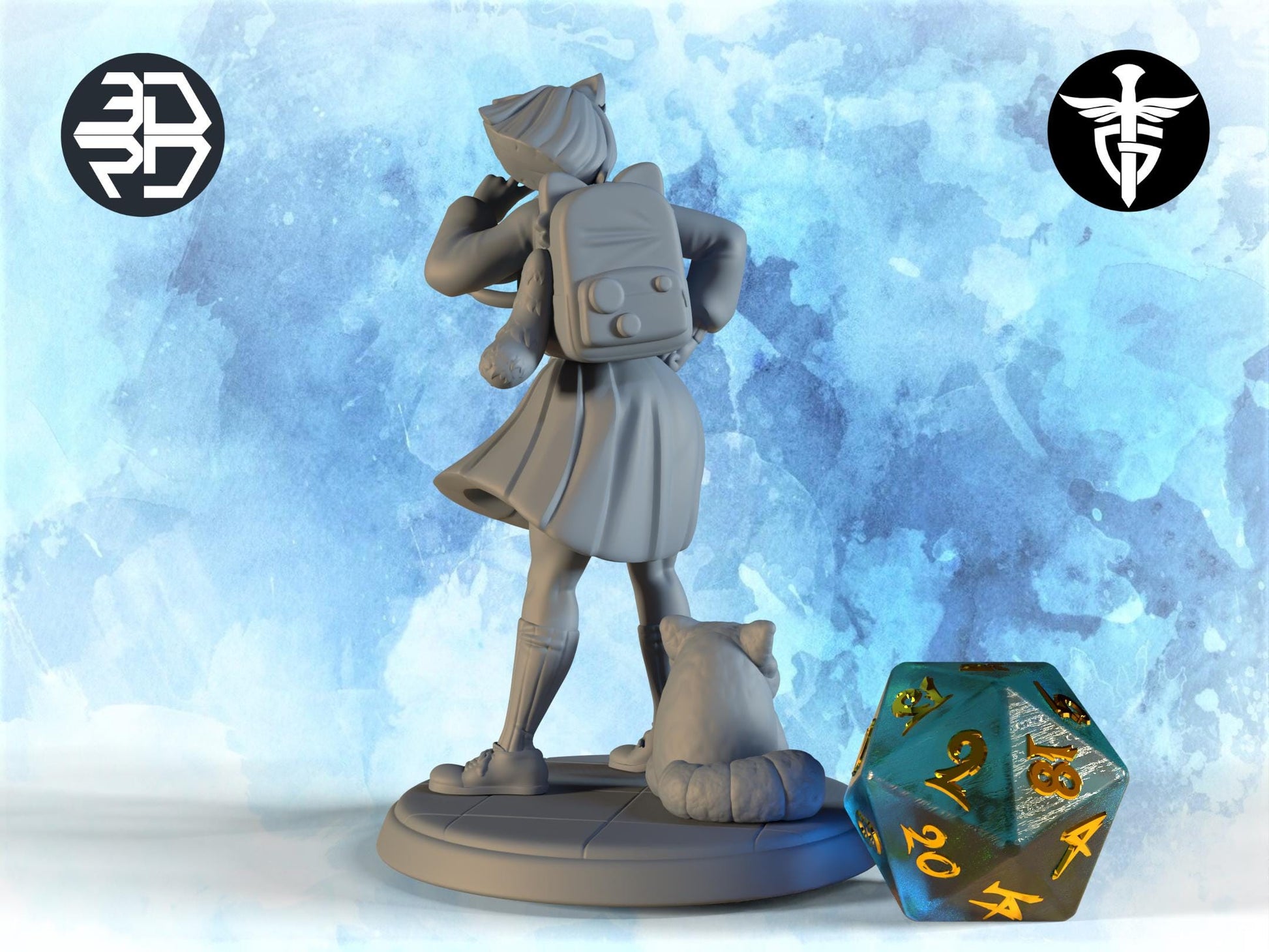 Red Panda Girl Miniature | Twin Goddess Miniatures | Tabletop RPG Miniature | Roleplaying 3D Printed Fantasy Mini - 3DPrintDen