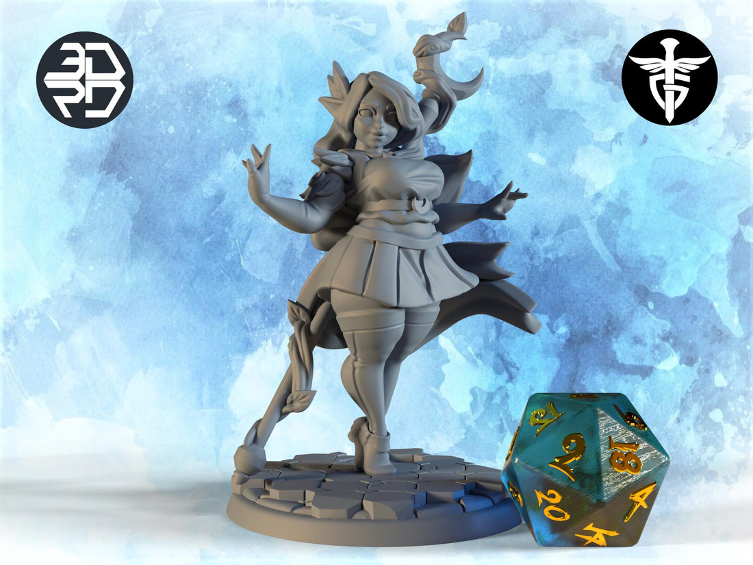 Female Elf Wizard Miniature | Twin Goddess Miniatures | Tabletop RPG Miniature | Roleplaying 3D Printed Fantasy Mini - 3DPrintDen