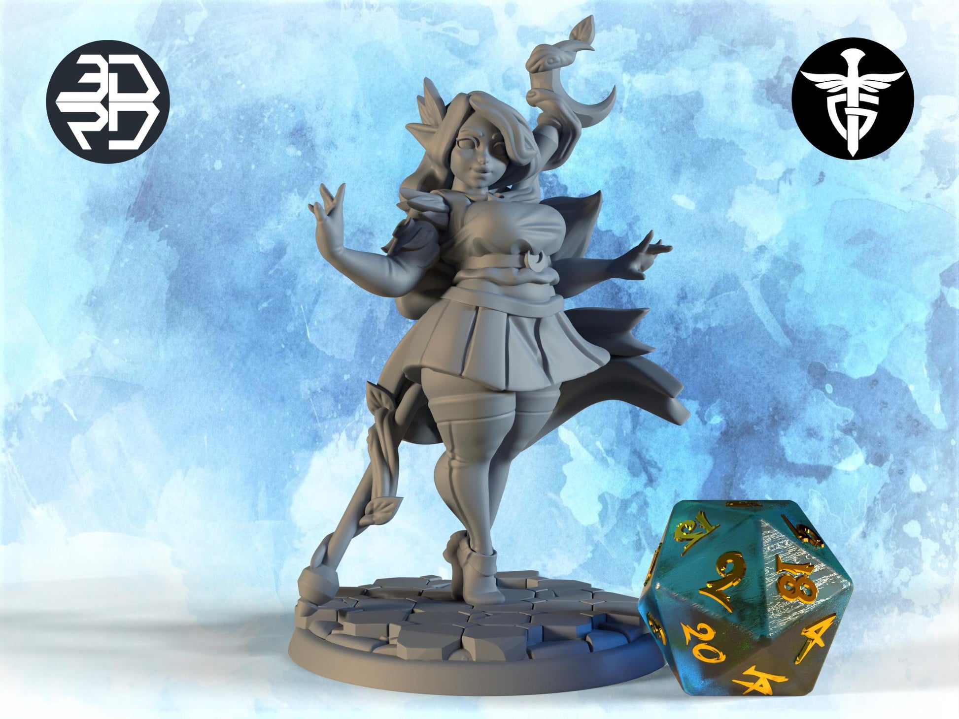 Female Elf Wizard Miniature | Twin Goddess Miniatures | Tabletop RPG Miniature | Roleplaying 3D Printed Fantasy Mini - 3DPrintDen